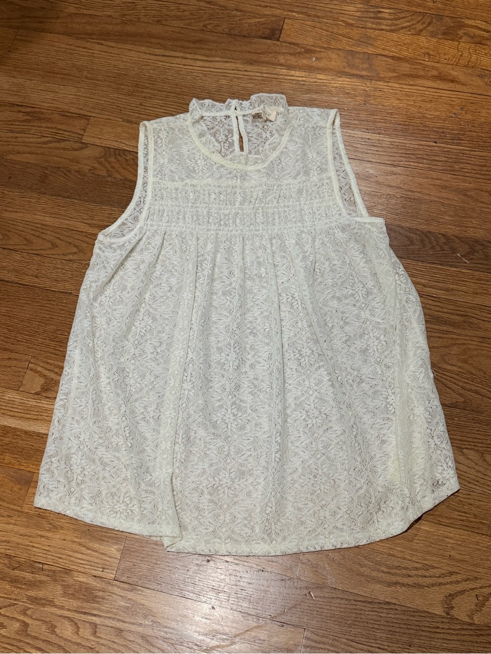 EMBER missy Lace Sleeveless Mock Neck Tank Top - Ivory Size XL